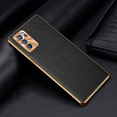 Soft Luxury Leather Snap On Case Cover DL2 for Oppo Reno6 Pro 5G India Black