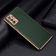 Soft Luxury Leather Snap On Case Cover DL2 for Oppo Reno6 Pro 5G India Green