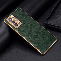 Soft Luxury Leather Snap On Case Cover DL2 for Oppo Reno6 Pro+ Plus 5G Green