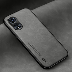 Soft Luxury Leather Snap On Case Cover DY1 for Oppo A58 5G Gray