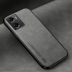 Soft Luxury Leather Snap On Case Cover DY1 for Oppo A77s Gray