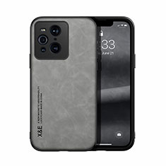 Soft Luxury Leather Snap On Case Cover DY1 for Oppo Find X3 5G Gray