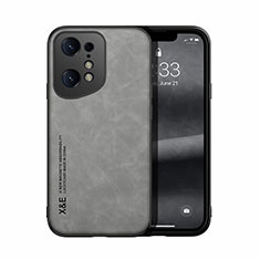 Soft Luxury Leather Snap On Case Cover DY1 for Oppo Find X5 5G Gray