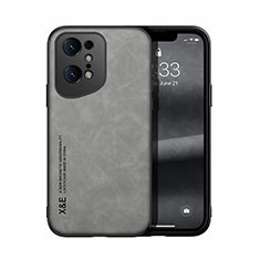 Soft Luxury Leather Snap On Case Cover DY1 for Oppo Find X5 Pro 5G Gray