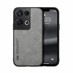 Soft Luxury Leather Snap On Case Cover DY1 for Oppo Reno8 Pro 5G Gray