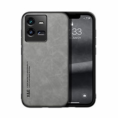 Soft Luxury Leather Snap On Case Cover DY1 for Vivo iQOO 10 Pro 5G Gray