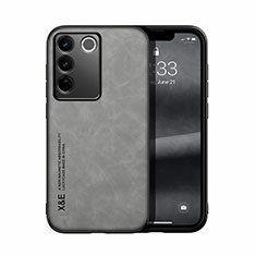 Soft Luxury Leather Snap On Case Cover DY1 for Vivo V27 5G Gray