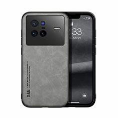 Soft Luxury Leather Snap On Case Cover DY1 for Vivo X80 5G Gray