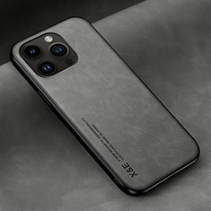 Soft Luxury Leather Snap On Case Cover DY2 for Apple iPhone 13 Pro Max Gray