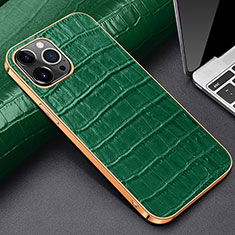 Soft Luxury Leather Snap On Case Cover for Apple iPhone 13 Pro Green