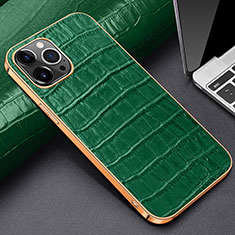 Soft Luxury Leather Snap On Case Cover for Apple iPhone 13 Pro Max Green