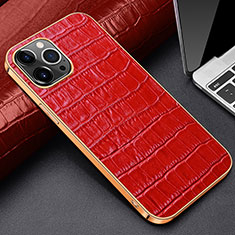 Soft Luxury Leather Snap On Case Cover for Apple iPhone 13 Pro Max Red