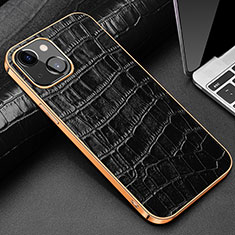 Soft Luxury Leather Snap On Case Cover for Apple iPhone 14 Black