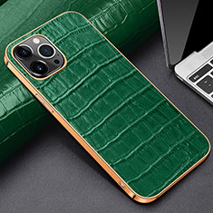 Soft Luxury Leather Snap On Case Cover for Apple iPhone 14 Pro Green