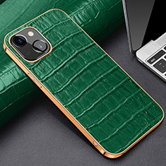 Soft Luxury Leather Snap On Case Cover for Apple iPhone 15 Green