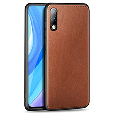 Soft Luxury Leather Snap On Case Cover for Huawei Enjoy 10 Brown