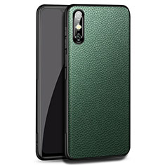 Soft Luxury Leather Snap On Case Cover for Huawei Enjoy 10e Green