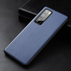 Soft Luxury Leather Snap On Case Cover for Huawei Enjoy 20 Pro 5G Blue
