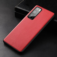 Soft Luxury Leather Snap On Case Cover for Huawei Enjoy Z 5G Red
