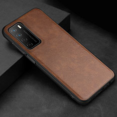 Soft Luxury Leather Snap On Case Cover for Huawei Honor Play4 5G Brown