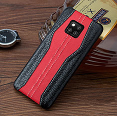 Soft Luxury Leather Snap On Case Cover for Huawei Mate 20 RS Red and Black