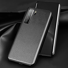Soft Luxury Leather Snap On Case Cover for Huawei Nova 7 SE 5G Black