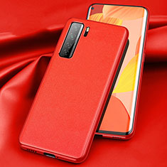 Soft Luxury Leather Snap On Case Cover for Huawei Nova 7 SE 5G Red
