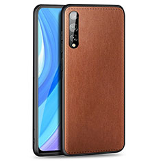 Soft Luxury Leather Snap On Case Cover for Huawei P smart S Brown