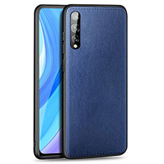 Soft Luxury Leather Snap On Case Cover for Huawei Y8p Blue