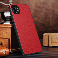 Soft Luxury Leather Snap On Case Cover for Nothing Phone 1 Red