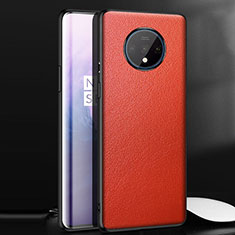 Soft Luxury Leather Snap On Case Cover for OnePlus 7T Red