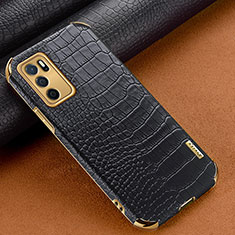 Soft Luxury Leather Snap On Case Cover for Oppo A16 Black