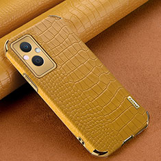 Soft Luxury Leather Snap On Case Cover for Oppo A96 5G Yellow