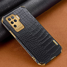 Soft Luxury Leather Snap On Case Cover for Oppo F19 Pro Black