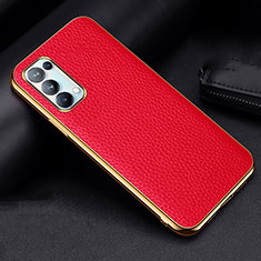 Soft Luxury Leather Snap On Case Cover for Oppo Find X3 Lite 5G Red
