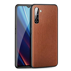 Soft Luxury Leather Snap On Case Cover for Oppo K5 Brown