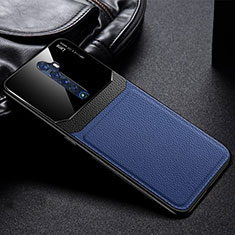 Soft Luxury Leather Snap On Case Cover for Oppo Reno2 Blue