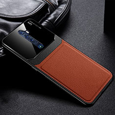 Soft Luxury Leather Snap On Case Cover for Oppo Reno2 Brown