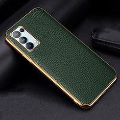 Soft Luxury Leather Snap On Case Cover for Oppo Reno5 5G Green