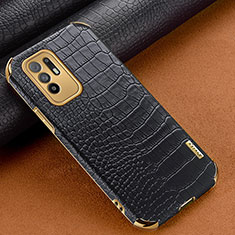 Soft Luxury Leather Snap On Case Cover for Oppo Reno5 Z 5G Black