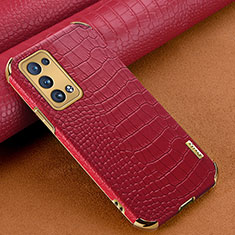 Soft Luxury Leather Snap On Case Cover for Oppo Reno6 Pro 5G Red