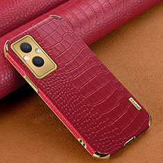 Soft Luxury Leather Snap On Case Cover for Oppo Reno7 Lite 5G Red