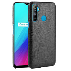 Soft Luxury Leather Snap On Case Cover for Realme C3 Black