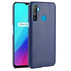 Soft Luxury Leather Snap On Case Cover for Realme C3 Blue