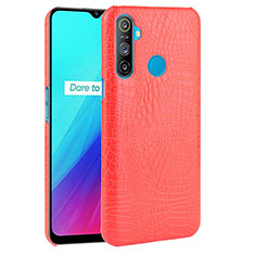Soft Luxury Leather Snap On Case Cover for Realme C3 Red