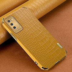 Soft Luxury Leather Snap On Case Cover for Samsung Galaxy A02s Yellow