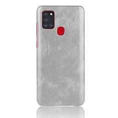 Soft Luxury Leather Snap On Case Cover for Samsung Galaxy A21s Gray