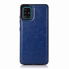 Soft Luxury Leather Snap On Case Cover for Samsung Galaxy A51 5G Blue