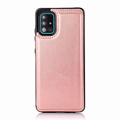 Soft Luxury Leather Snap On Case Cover for Samsung Galaxy A51 5G Rose Gold