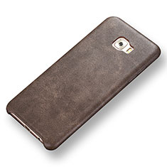 Soft Luxury Leather Snap On Case Cover for Samsung Galaxy C5 Pro C5010 Brown